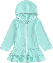[Generic] Daily Comfy Dress 2t Girl Swim Cover Up Towel Swimsuit Wraps Zip Up Bathing Suit Robe Pool Beach Cover Up Sweater Dress for Toddler Girls