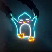 Cute Penguin Flex LED 14"x14" Neon Sign Light Lamp Beer Bar Wall Decor Windows