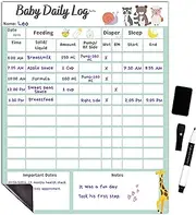 Baby Daily Log Chart Dry Erase Whiteboard for Logging Daily Schedule for Newborns and Toddlers, Log Feeding, Diaper Change, Naps and Daily Activities, Board for Refrigerator, with Pen and Eraser