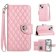 YB Imprinting Series-8 for iPhone 15 Plus Leather Case with Hand Strap 7 Card Slots Wallet Cover