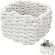 Small Storage Decorative Basket, Cotton Rope Woven Shelf Basket for Little Items, Cute Box Organizer for Baby Room, Nursery, Bedroom