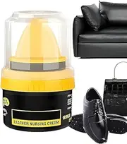 [WICHARSH] Leather Repair Cream Liquid Shoe Polish, Natural Cream Leather Shoe Polish, Protects Leather from Scuffs and Scratches, Shoe Care Shoe Cream with Sponge Applicator (Black), Black, S