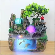 Indoor Water Fountains Indoor Rockery Water Fountain with Lights Ornaments Bonsai Small Fish Tank Water Wheel Crafts Waterscape Office Home Desktop Decor Waterfall Fountain