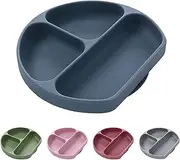 Baby Bowl Baby Plate with Suction Cup Silicone Baby Tableware Non-Slip for Children Girls Boys (Indigo (Plate))