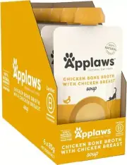 Applaws 100% Natural Wet Cat Treat Chicken Bone Broth with Chicken Breast Soup,