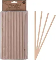 White Magic Eco Basics Biodegradable Paper Straws 50-Packs, 19.5 cm Length