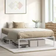 Oikiture Metal Bed Frame Double Size Beds Base Platform White
