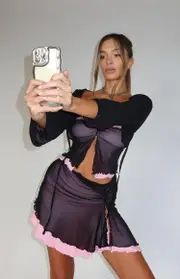 Taytum Black Mesh Tube Top