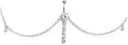 [Eyraevor] Women Sexy Rhinestone Dangle Belly Button Chain Navel Piercing Ring Surgical Steel Body Jewelry