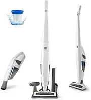 [Kenmore] DS1030 Cordless Stick Vacuum Lightweight Cleaner 2-Speed Power Suction LED Headlight 2-in-1 Handheld for Hardwood Floor, Carpet & Pet Hair, White