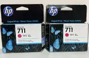2 x HP Genuine Ink Cartridge 711 Magenta DesignJet CZ131A T120 T520 Exp 10/2022