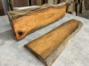 2 Pack Live Edge Figured Cherry Shelves/Kiln Dried Shelf Wood/Rustic Shelves