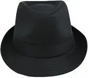 [Generic] Women Men Curly Floppy Brim British Jazz Hip-Hop Fedora Cap Uni Black