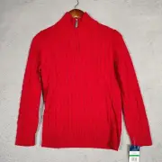 Izod Sweater Boy's Large 14/16 Regular Red Cable Knit Long Sleeve 1/4 Zip NWT