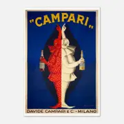 Galrie Davide Campari Clowns Vintage Art Nouveau Poster - Red and White Design Artwork, Poster Only, A1 60 x 84cm (23 x 33inch)