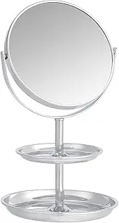 Amazon Basics Vanity Mirror with Dual Trays - 1X/5X Magnification, Chrome