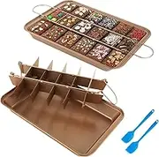 LDHHYH 2 Pack Brownie Pan with Dividers, 18 Pre-Slice Brownie Pan All Edges with Scraper, Nonstick Carbon Steel Baking Pan for Brownie Bite, Cake, Fudges and Chocolate -12 x 8 x 2 inch