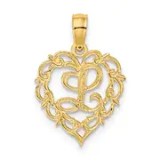 14K Yellow Gold 14Ky Heart Script Letter L Initial Charm
