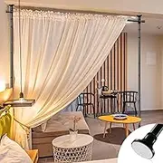 Room Divider Curtain Rod - No Drilling Partition Room Dividers Wall,28-96inch(W) 4-9ft(H),Heavy Duty Metal Tension Curtain Stand for Studio Apartment Room Separation,Portable Room Separator,Black