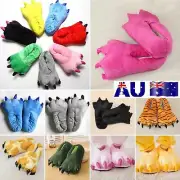Adults Kids Funny Dinosaur Claw Slipper Animal Monster Feet Plush Shoes Xmas AU