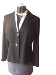 New Danny & Nicole Size 14P Women's Black Trimmed with White Blazer Suit Jacket