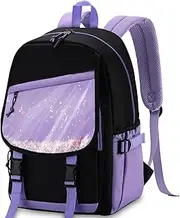 Large Backpack for Girls,VASCHY Elementary Boys School Bag Bookbag for Primary Schooler Kids with Sparkling Sequin Clear Pocket for Camping Hiking
