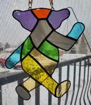 Custom 8.5" Grateful Dead Dancing Bear Volcano stained glass suncatcher w/ chain