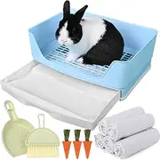 Yuoaes Large Rabbit Litter Box Bunny Litter Box Corner Litter Pan with Drawer Comes with Liners Rabbit Pee Pads, Small Animal Bedding Toilet for Adult Guinea Pig, Ferret, Hamster, Bunnies