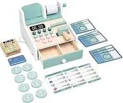 Calculating Cash Register - Mini Cashier Playset, Pretend Wood Cash Register | Durablle Children Simulation Cash Register Toy Set, Educational Interactive Count Toy Register for Imaginations