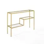 CROSLEY FURNITURE Modern Rectangle Glass Console Table Adjustable Levelers Gold