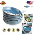 Set of 6 Ceylon Blue 8-Inch Ceramic Pasta Bowls - Stylish & Durable Dinnerware