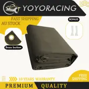 2x4m Heavy Duty Waterproof Dustproof Olive Drab Canvas Tarp Camping Tarpaulin AU