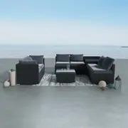 8 Piece Modular Outdoor Furniture Lounge Black