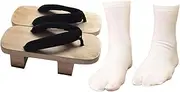 [UxicRuya] Japanese Wooden Clogs with Tabi Socks, Slippers for Beach, Home, Everyday, Dorm, Travel