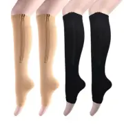 Zipper Sox Compression Socks Zipper Leg Support Knee Open Toe Shaper Stockings #