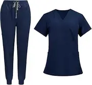 [yuksok] Nursing Uniforms Scrub Set Nursing Work Suits Nurse Top Pants Men Women Work Clothes Comfortable Workwear for SPA Pet Groomer