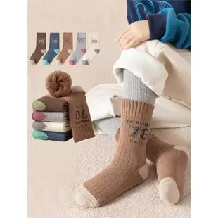 男童加厚毛圈襪秋冬季數字款兒童保暖中筒襪小孩幼兒園學生運動襪