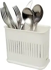 New Plastic Cutlery Drainer Knife Fork Spoon Rack Strain Strainer White