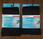 CVS Black Firm Compression Over the Calf Length Unisex Socks Size S/M (2 Pairs)
