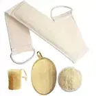 Natural Loofah Back Scrubber and Sponge Pad Set Exfoliating Scrubber for Shower