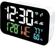 WUISOLQP Digital WiFi Clock With Intelligent Thermometer Hygrometer For Real Time Updates Of Indoor Temperature With Digital ABS, white light
