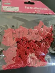 1 Pack Glitter Foam 1.5" Letter Stickers 78 count Red Glitter New Valentines