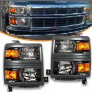 Headlights For 2014-2015 Chevy Silverado 1500 Headlamps LH+RH Pairs 14-15 Lights