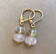 ROSE QUARTZ PRASIOLITE SUNDANCE CHARM ARTISAN HANDMADE EARRINGS