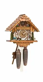 Cuckoo Clock Little black forest house with mooving clock peddle.. KA 873 EX NEW