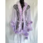 NWT SAVAGE × FENTY Sheer Marabou Feather Trim Robe XS/S Purple Fairy Dust