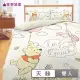 【享夢城堡】天絲卡通四件式床包兩用被套組(雙人-迪士尼小熊維尼Pooh 秋日漫步-米黃)