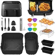 Airfryer Accessories for Philips Airfryer 3000 Dual Basket Series NA350/00 NA550/00, BPA-Free 24 Pieces Hot Air Fryer Accessory Set with 6L and 3L Air Fryer Liner Mould Grill etc. Philips Airfryer