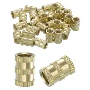 Knurled Insert Nuts, 30Pcs M6 x 12mm(L) x 8mm(OD) Thread Printing Brass Nuts