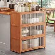 Kitchen Organizer Shelf, Kitchen Microwave Cabinet Coffee Bar Cabinet Kitchen Pantry Storage Cabinet for Kitchen Living Room Hallway (Color : Brown, Size : 60x32x106cm)